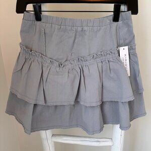 Kirious Los Angeles Ruffle Tiered Soft Denim Look Skirt NWT Size Medium